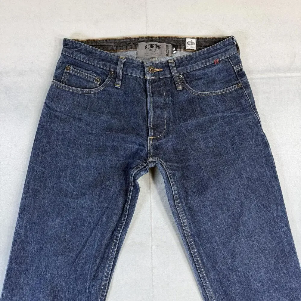 Chrome Industries Jeans Mens 30x33 Blue Dark Wash Slim USA Made A Code Denim